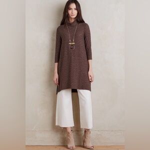 Anthropologie Puella Dress Tunic Brown Ribbed Turtleneck Tunic Dress